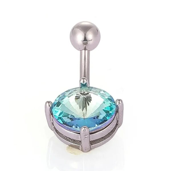 1Pcs Fashion Zircon Navel Ring Stainless Steel Heart Round Claw Shaped Shiny Navel Ring Navel Button Body Piercing Jewelry