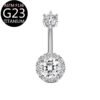 Implant Grade Titanium Flower Heart Dangly Belly Bar – Dainty Zirconia Navel Piercing, Hypoallergenic & Stylish