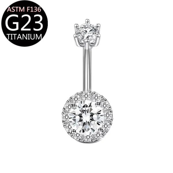 Implant Grade Titanium Flower Heart Dangly Belly Bar – Dainty Zirconia Navel Piercing, Hypoallergenic & Stylish