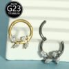 Simple Titanium Alloy ASTM F136 Zircon Leaf Nose Ring Ear Studs Ear Bone Ring Body Piercing Jewelry Fashionable Leaf Pattern