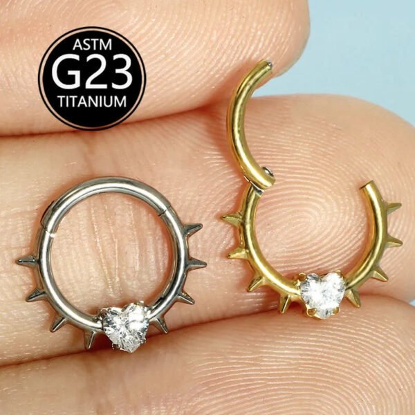 Cool Sweet Style Titanium Studs Nose Ring Punk Street Fashion G23 Titanium Embedded Heart Zirconia Unisex Personality Accessory