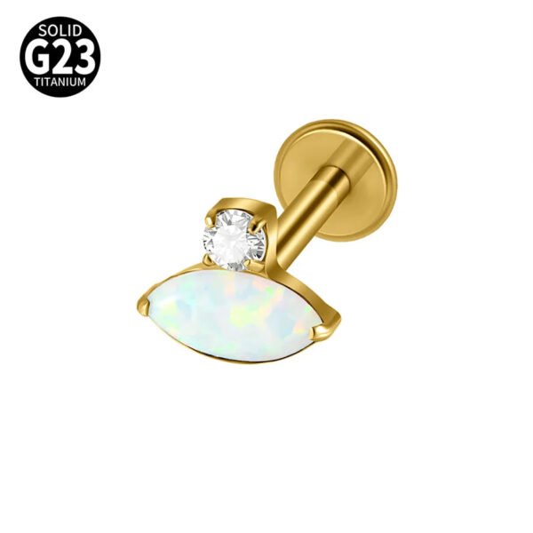 G23 Titanium Alloy Opal Flat Back Piercing Earrings Heart Sun Inlaid Zircon Elegant Hanging Pendant Romantic Classic Jewelry Daily Wear Lip Stud Earrings