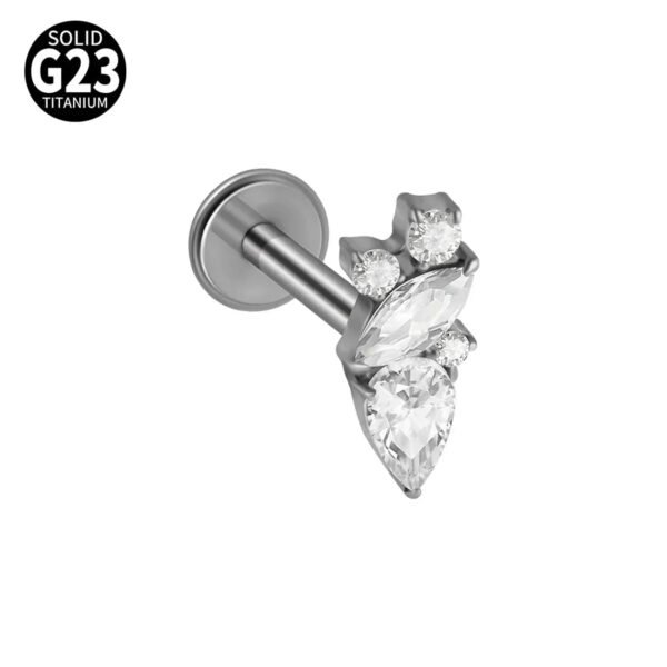 G23 Titanium, Alloy, Flat Back, Piercing Jewellery, Earring, Cherry, Blossom, Butterfly, Elegant Cute Classic, Lip, Stud, Ear Cartridge, Internal Thread