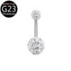 Implant Grade Titanium Flower Heart Dangly Belly Bar – Dainty Zirconia Navel Piercing, Hypoallergenic & Stylish