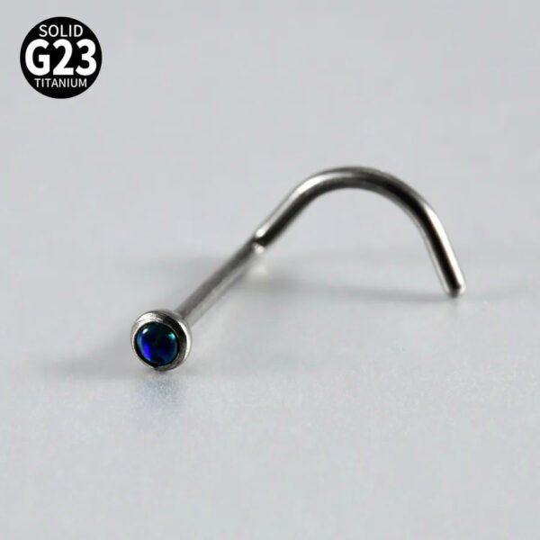 G23 Titanium, Screw, S Shape, Nose, Stud, Ring, Inlay Opal, Zircon, Colourful.