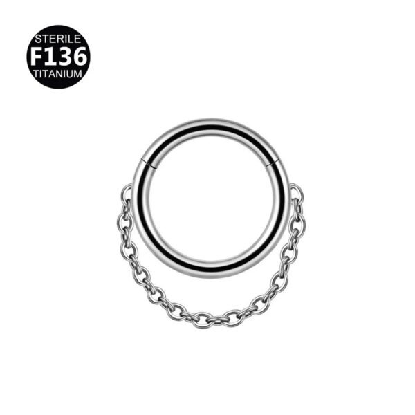 Titanium Alloy Double Chain Earrings 8/10mm Ladies Stud Earrings Luxury Minimalist Geometric Pattern Unisex Piercing Jewelry