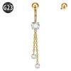 1 Piece Belly Rings Casual Cute Hawaiian Round G23 Titanium Zircon Polishing Plating Zircon PVD Coated 18K Gold Plated Belly Rings