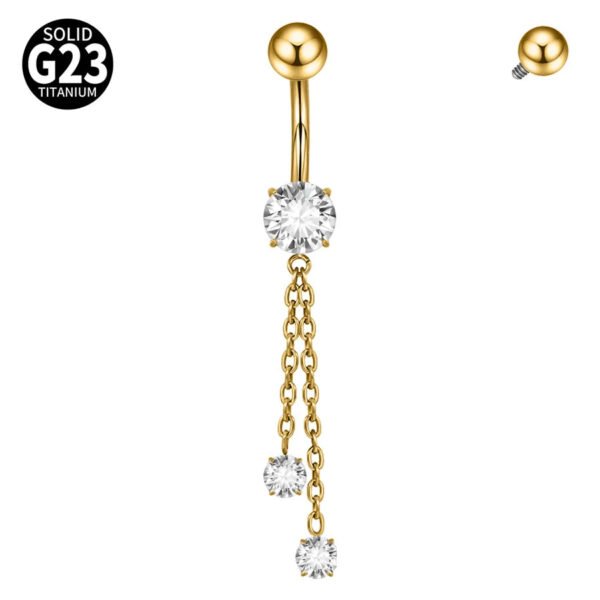 1 Piece Belly Rings Casual Cute Hawaiian Round G23 Titanium Zircon Polishing Plating Zircon PVD Coated 18K Gold Plated Belly Rings