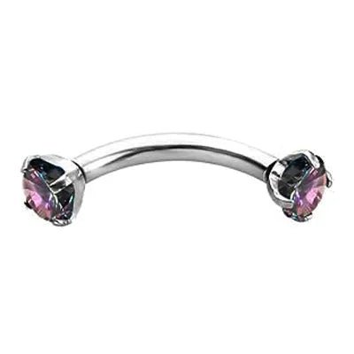 Fashionable Titanium Round Shiny Zircon Brow Ring Body Piercing Jewelry Geometric Pattern Unisex Sparkling Piercing Accessory