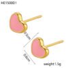 picture_e609c71c-237e-40fa-926b-46beb56abdb7(3) Heart Shaped, 14K Gold Plated, Titanium, Oil Drop, Enamel, Simple, Handmade, Colorful, Peach, Heart Earring, Cute, Sweet, Dainty, Lovely, Single.