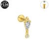 F136 Titanium, 14k Gold Plated, White Gold, Stud, Flat Back, Internal Thread, Lip, Ear, Cartlidge, Vertical Labret, Dangle, Elegant, Tree, Star, Leaves.