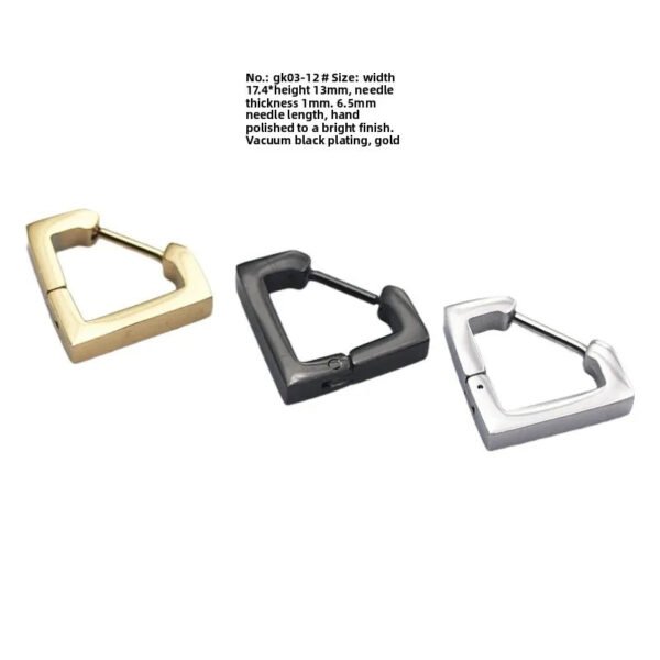 Hand Polished Stainless Steel Titanium Quadrilateral Rhombus Triangle Ear Studs Unisex Geometric Wedding Piercing Jewelry