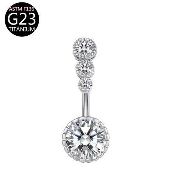 Implant Grade Titanium Flower Heart Dangly Belly Bar – Dainty Zirconia Navel Piercing, Hypoallergenic & Stylish