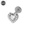 G23 Titanium Alloy Opal Flat Back Piercing Earrings Heart Sun Inlaid Zircon Elegant Hanging Pendant Romantic Classic Jewelry Daily Wear Lip Stud Earrings