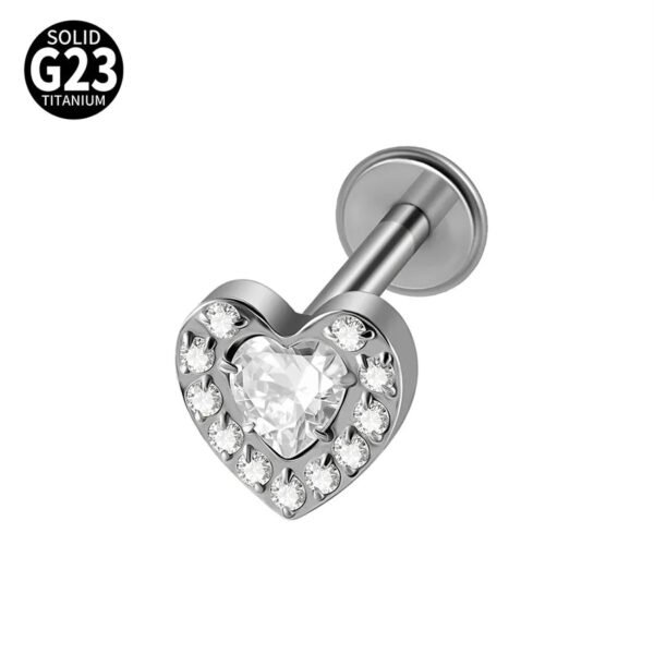 G23 Titanium Alloy Opal Flat Back Piercing Earrings Heart Sun Inlaid Zircon Elegant Hanging Pendant Romantic Classic Jewelry Daily Wear Lip Stud Earrings