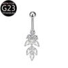 Implant Grade Titanium Flower Heart Dangly Belly Bar – Dainty Zirconia Navel Piercing, Hypoallergenic & Stylish