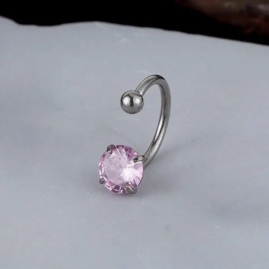 G23 Titanium Lip Studs 5A Grade Zircon C-Shaped Cochlea Screw F136 Internal Thread Horse Hoof Ring Nose Ring C Ring U-Shaped Lip Ring