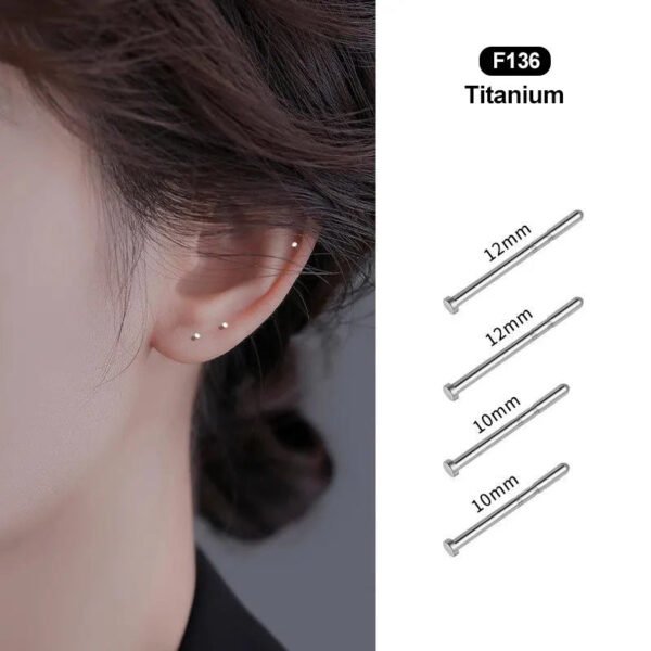 New F136 Titanium Alloy Ear Studs Sleepwear Friendly Non-Removable Ear Piercing Grade Antibacterial Allergy-Free Ear Rods
