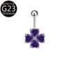 Implant Grade Titanium Flower Heart Dangly Belly Bar – Dainty Zirconia Navel Piercing, Hypoallergenic & Stylish