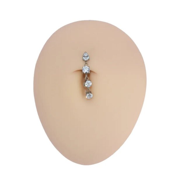 F136 Titanium, Long Pendant, Four Claw, Set, Zirconia, Chain, Inverted Navel, Barbell, Belly Button, Bar, Piercing, 14G, Unisex, Body Piercing, Jewellery.