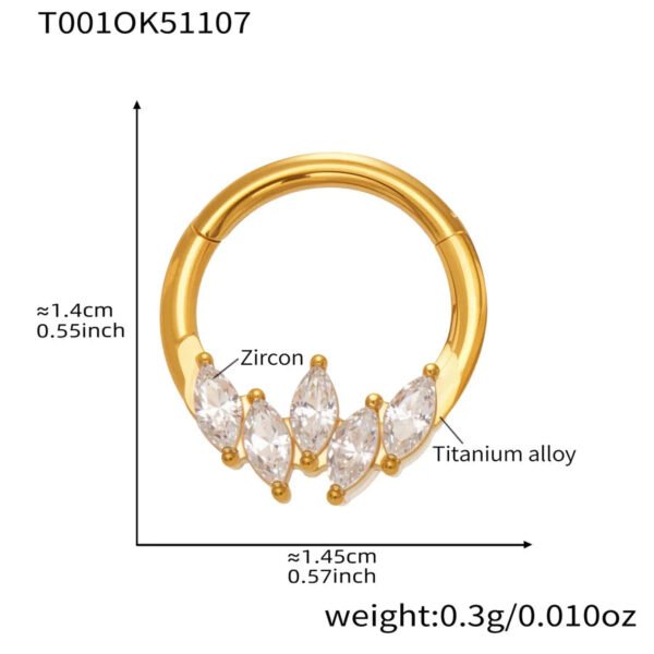 picture_ec5386aa-b92a-438c-8cea-f331ccc938c3(3) Satan's Child Piercing Mermaid Titanium Alloy Zircon Nose Stud Gold-Plated Geometric Water Drop Heart-Shaped Sweet Cool Hot Girl Piercing Nose Ring Seamless Ring