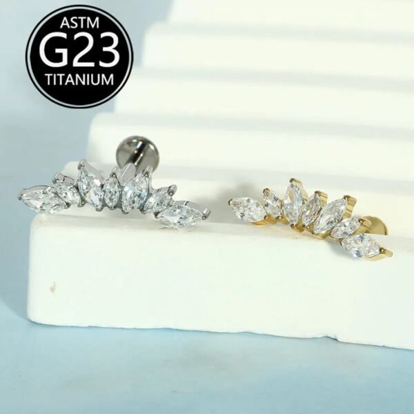 picture_ec80f9ce-b543-4707-9ea1-606fb5d900b1(2) Implant Grade F136 Titanium Alloy Ear Studs With 7 Zirconia Lip Darts Inner Thread Body Piercing Jewelry Fashionable Elegant