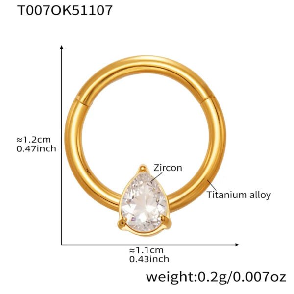 picture_ed3f1574-9c31-4d52-9809-19adb2057b55(2) Satan's Child Piercing Mermaid Titanium Alloy Zircon Nose Stud Gold-Plated Geometric Water Drop Heart-Shaped Sweet Cool Hot Girl Piercing Nose Ring Seamless Ring