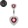 Implant Grade Titanium Flower Heart Dangly Belly Bar – Dainty Zirconia Navel Piercing, Hypoallergenic & Stylish