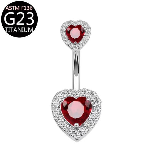 Implant Grade Titanium Flower Heart Dangly Belly Bar – Dainty Zirconia Navel Piercing, Hypoallergenic & Stylish