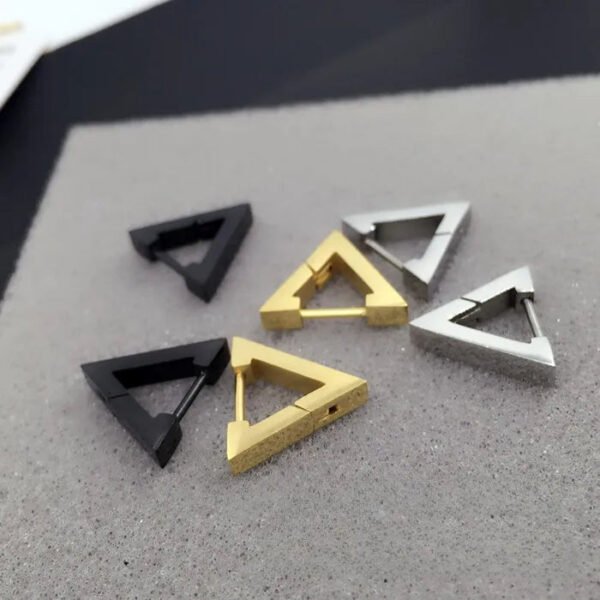 Hand Polished Stainless Steel Titanium Quadrilateral Rhombus Triangle Ear Studs Unisex Geometric Wedding Piercing Jewelry