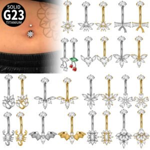 Titanium Metal Scorpion Bat Belly Button Piercing Belly Button Ring Zircon Cherry Multiple Horse Eye Flower Inner Tooth Belly Button Stud Body Piercing Jewelry Accessories