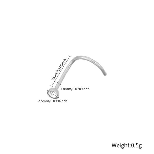 F136 Titanium Alloy, Nose, Stud, Piercing, Geometric, Dainty, Screw, Zirconia, 2.5mm