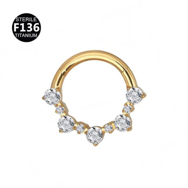 Titanium Alloy Double Layer Seamless Punk Zircon Nose Stud Round Earrings Piercing Jewelry For Men And Women