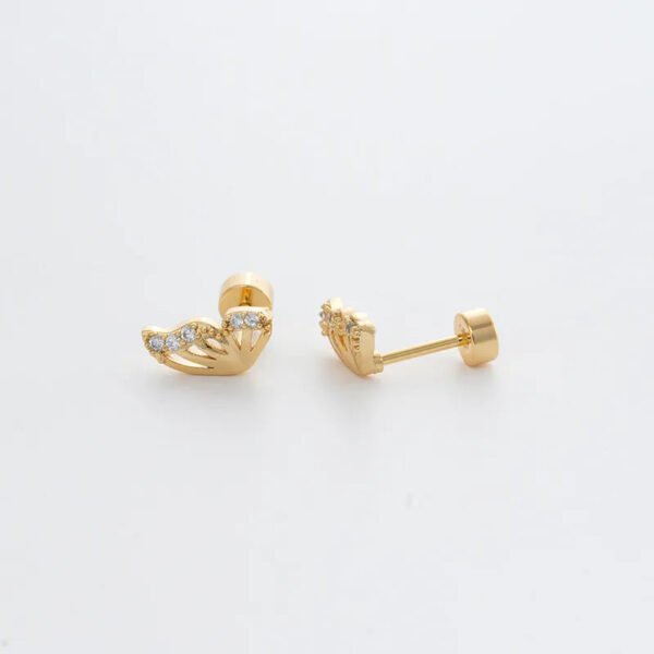 Trendy Women's High-End Gold Plated Titanium Steel Screw Back Earrings Pearl Colorful Diamond Butterfly Ear Studs Ins Style