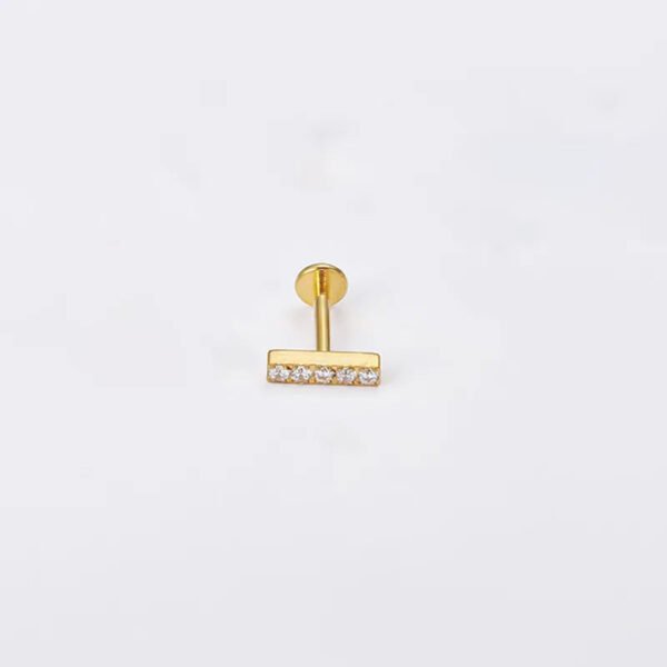 F136 Titanium Alloy Square Colorful Zirconia Pendant Exquisite Ear Bone Studs Piercing Jewelry Factory Geometric Pattern Unisex