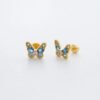Trendy Women's High-End Gold Plated Titanium Steel Screw Back Earrings Pearl Colorful Diamond Butterfly Ear Studs Ins Style