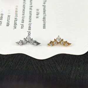 G23 Titanium, Ear, Stud, Set With Zirconia, Piercing, Jewellery, Inner Thread, Lip, Cartilage, Helix, Flat, Tiara, Dainty, Elegant