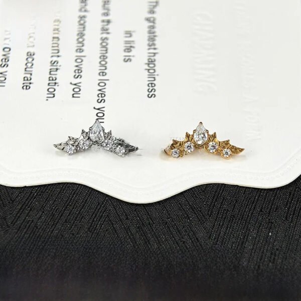 G23 Titanium, Ear, Stud, Set With Zirconia, Piercing, Jewellery, Inner Thread, Lip, Cartilage, Helix, Flat, Tiara, Dainty, Elegant