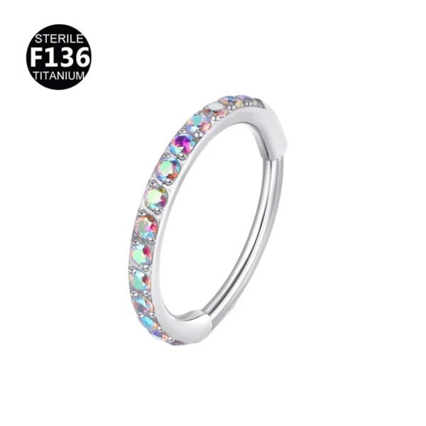 New F136 Titanium Green Stone Thin Rod 0.8/1.0 6-12mm Inner Diameter Nose Ring Ear Hoop Lip Ring Geometric Pattern Unisex