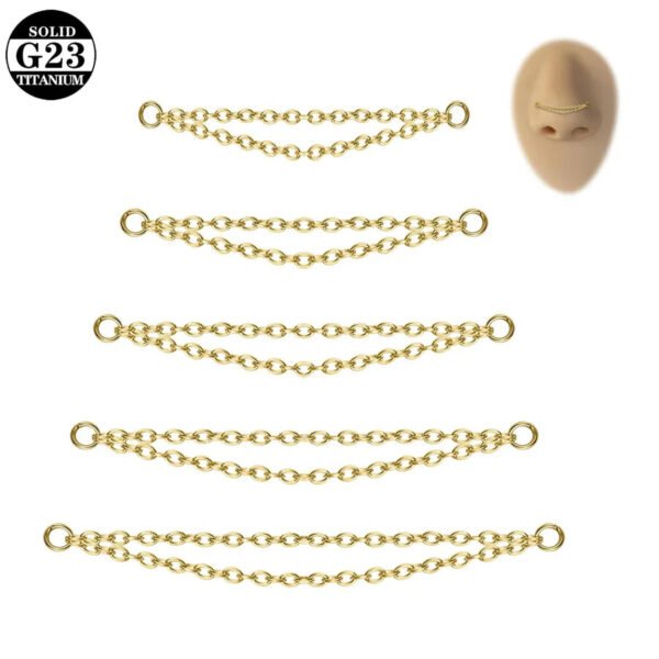 Titanium Alloy Double Layer Chain Nose Ring Ear Piercing DIY Body Jewelry Geometric Pattern Handmade Design Unisex Fashion