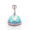 1Pcs Fashion Zircon Navel Ring Stainless Steel Heart Round Claw Shaped Shiny Navel Ring Navel Button Body Piercing Jewelry
