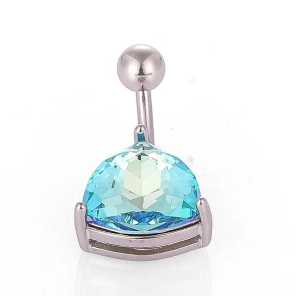 1Pcs Fashion Zircon Navel Ring Stainless Steel Heart Round Claw Shaped Shiny Navel Ring Navel Button Body Piercing Jewelry
