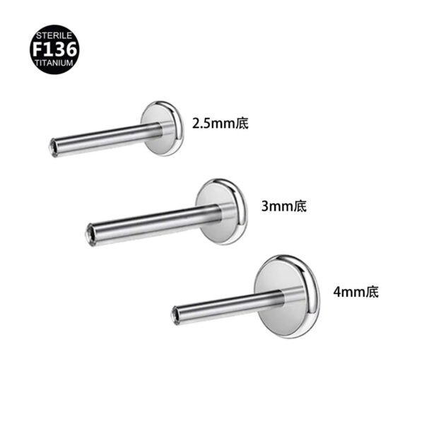 F136 Titanium Lip Studs 3.0mm Base Inner Tooth Ear Bone Flat Bottom Rod G23 Titanium Alloy Body Piercing Jewelry Ear Studs