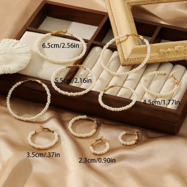 Titanium, 18K Gold Plated, Pearl, Shell, Beaded, Hoops, Earrings, Jewellery, Pair.