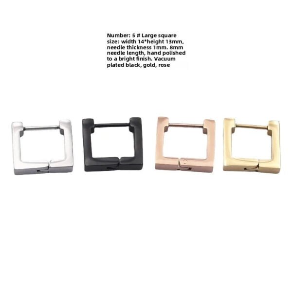 Hand Polished Stainless Steel Titanium Quadrilateral Rhombus Triangle Ear Studs Unisex Geometric Wedding Piercing Jewelry