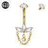 1 Piece Belly Rings Casual Cute Hawaiian Round G23 Titanium Zircon Polishing Plating Zircon PVD Coated 18K Gold Plated Belly Rings