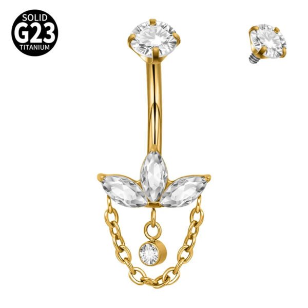 1 Piece Belly Rings Casual Cute Hawaiian Round G23 Titanium Zircon Polishing Plating Zircon PVD Coated 18K Gold Plated Belly Rings