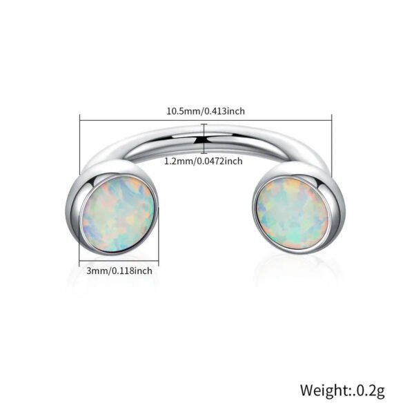 G23 Titanium Lip Studs 16G Internal Thread C-Shape, Nose Ring, Opal, Eyebrow Piercing, Ear Cartridge