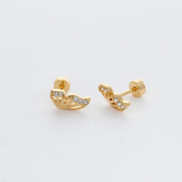 Trendy Women's High-End Gold Plated Titanium Steel Screw Back Earrings Pearl Colorful Diamond Butterfly Ear Studs Ins Style