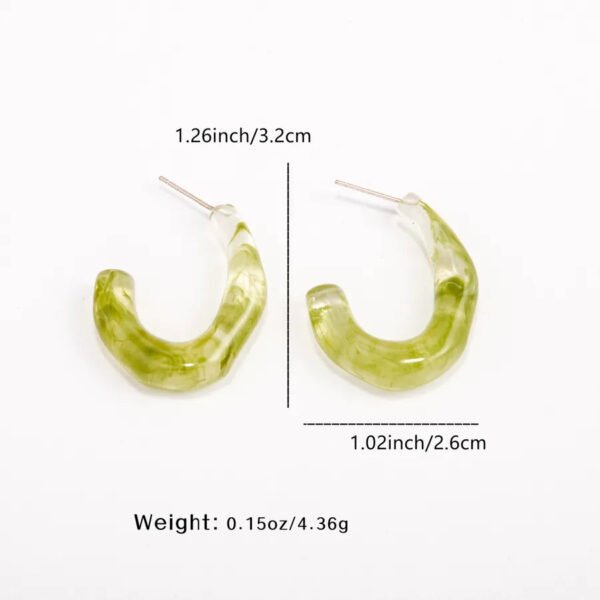 1pair Fresh Resin C-shaped Earrings Set Multi-color Design Daily Commuting Style Eye-catching Ear Accessories